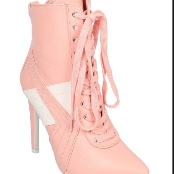 Cape Robbin Gigi1 pink&white lace up booties - Picture 2 of 7